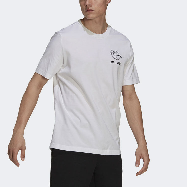 Men's adidas x Star War Crossover Back Print Athleisure Casual Sports Short Sleeve White T-Shirt GS6213