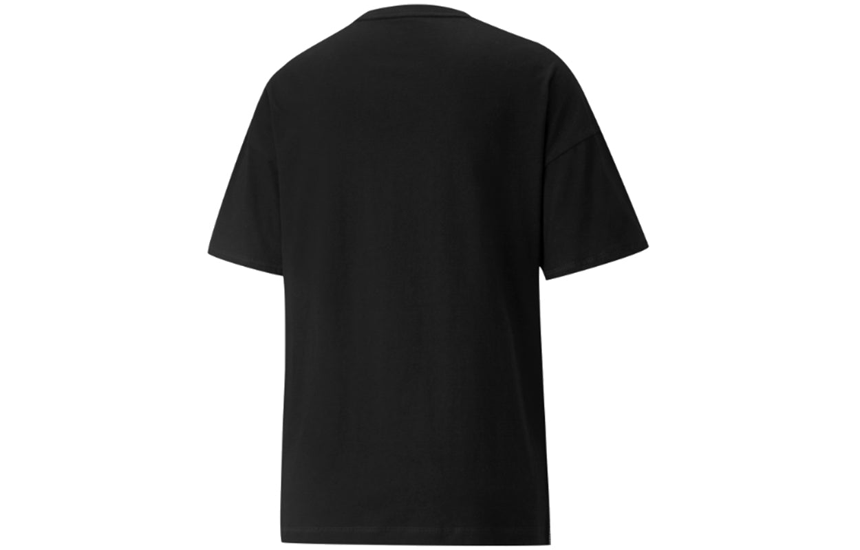 (WMNS) PUMA Power Logo Printing Round NeckSport Short Sleeve Black 847703-01