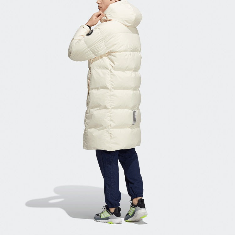 adidas 800 Solid Color Loose Detachable mid-length Down Jacket Couple Style Beige H23086
