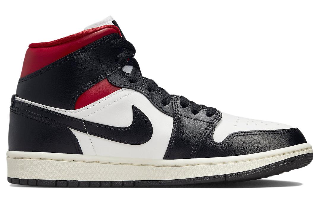 (WMNS) Air Jordan 1 Mid 'Black Sail Gym Red' BQ6472-061