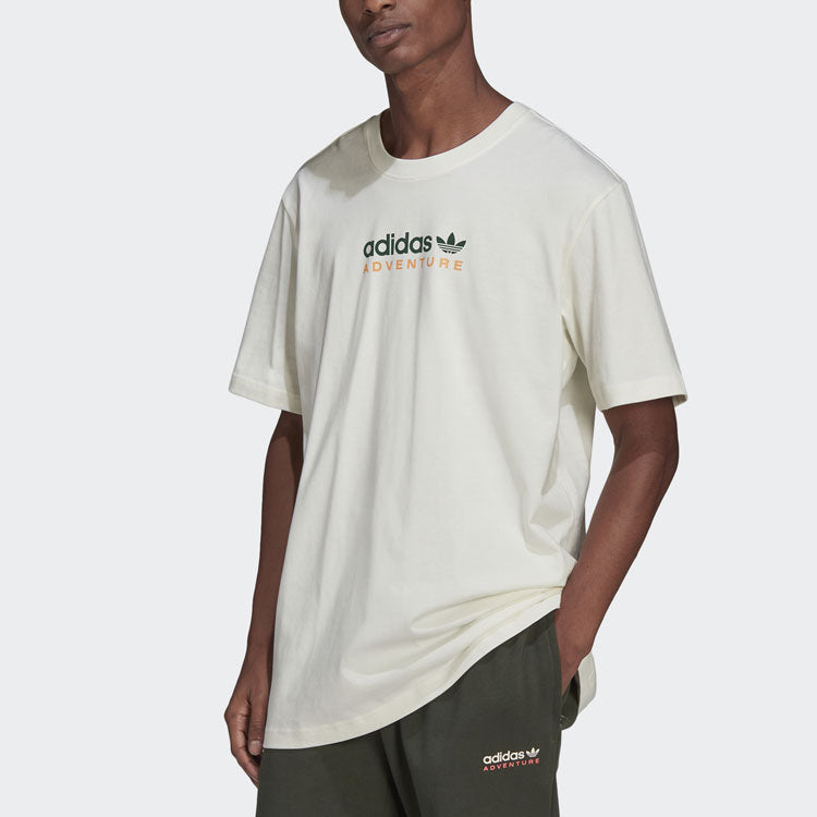 Men's adidas originals Mtn Spr Tee Alphabet Logo Printing Sports Round Neck Short Sleeve White T-Shirt HF4773