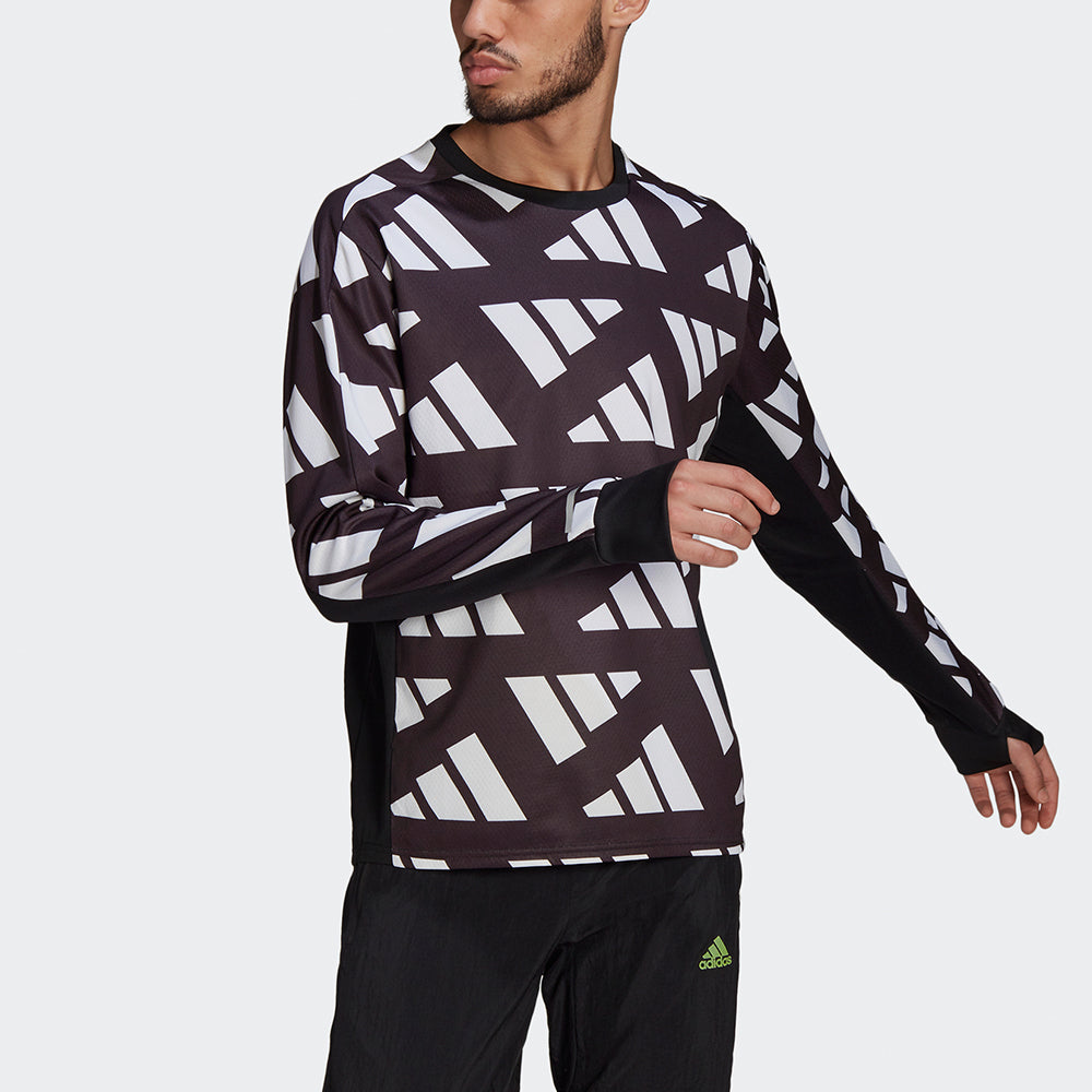 adidas MENS Celeb Sweat Sports Logo Crew Neck Hoodie Black GK5092