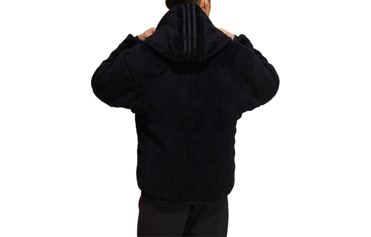 adidas Stay Warm lamb's wool Hooded Jacket Black H39263