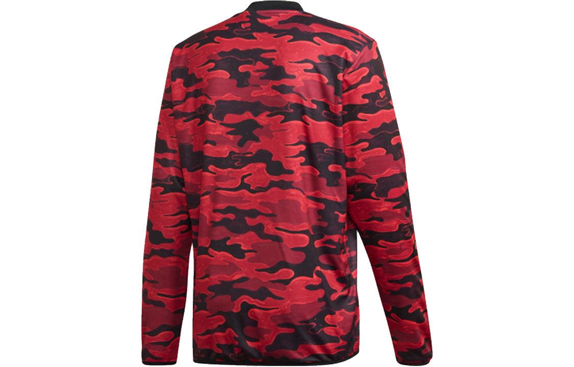 adidas Mufc Pre Wrmtop 20-21 Season Camouflage Manchester United Soccer/Football Training Casual Sports Pullover Red FR6031