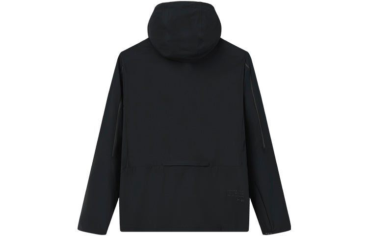 Men's FILA Athletics Athleisure Casual Sports Knit Hooded Long Sleeves Jacket Dark Black A11M211510F-BK