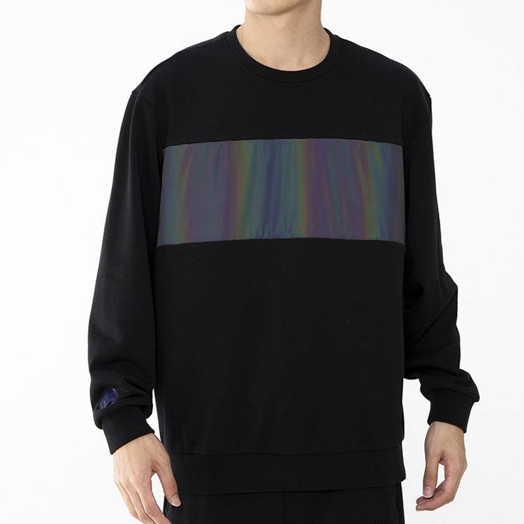 Men's adidas neo Sw Irrd Swt Splicing Sports Round Neck Pullover Black HB7380