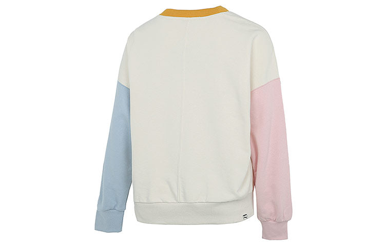 (WMNS) PUMA Colorblock Splicing Round Neck Pullover Hoodie Multicolor 533052-73