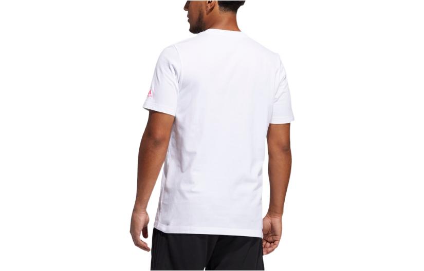Men's adidas Minimalistic Alphabet Printing Casual Round Neck Short Sleeve White T-Shirt GK3603