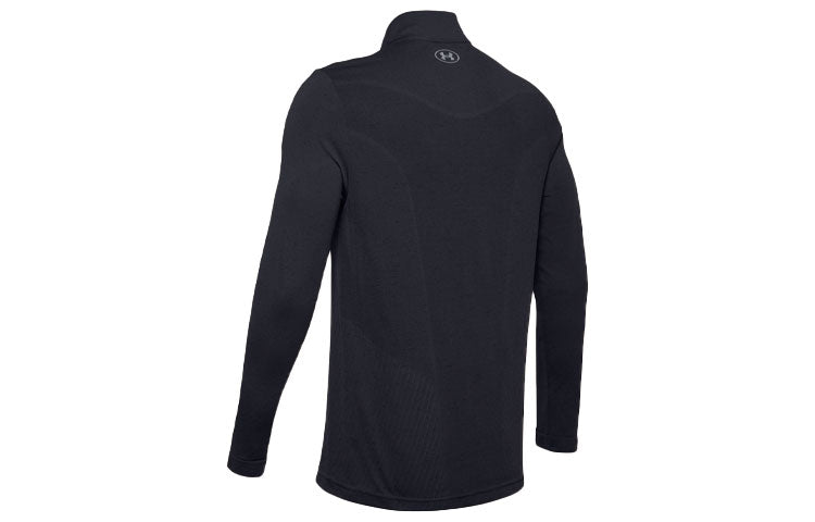 Men's Under Armour Seamless 1/2 Zipper Sports Long Sleeves T-shirt Black 1351452-001