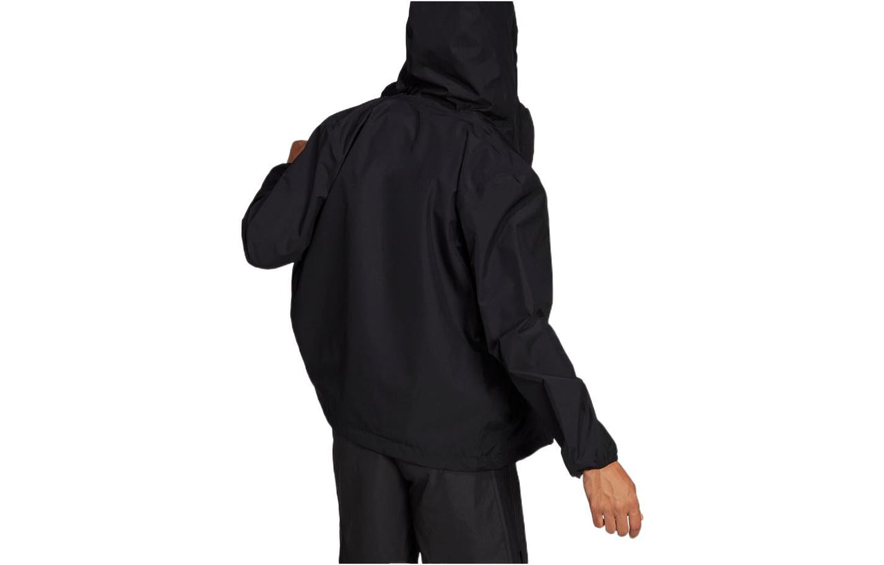 Men's adidas Solid Color Logo Athleisure Casual Sports Hooded Jacket Black H50971