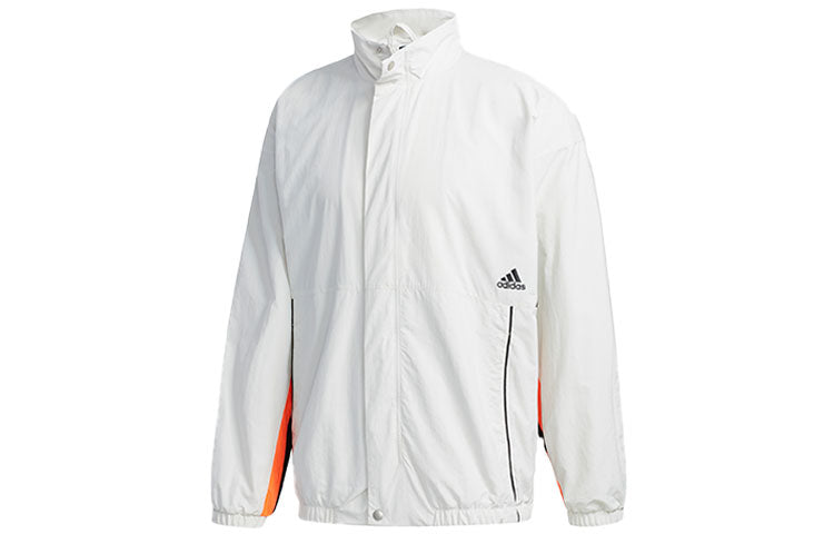 Men's adidas Mh Cb Jkt Back Alphabet Logo Printing Sports Stand Collar Jacket Autumn Gray HN8480
