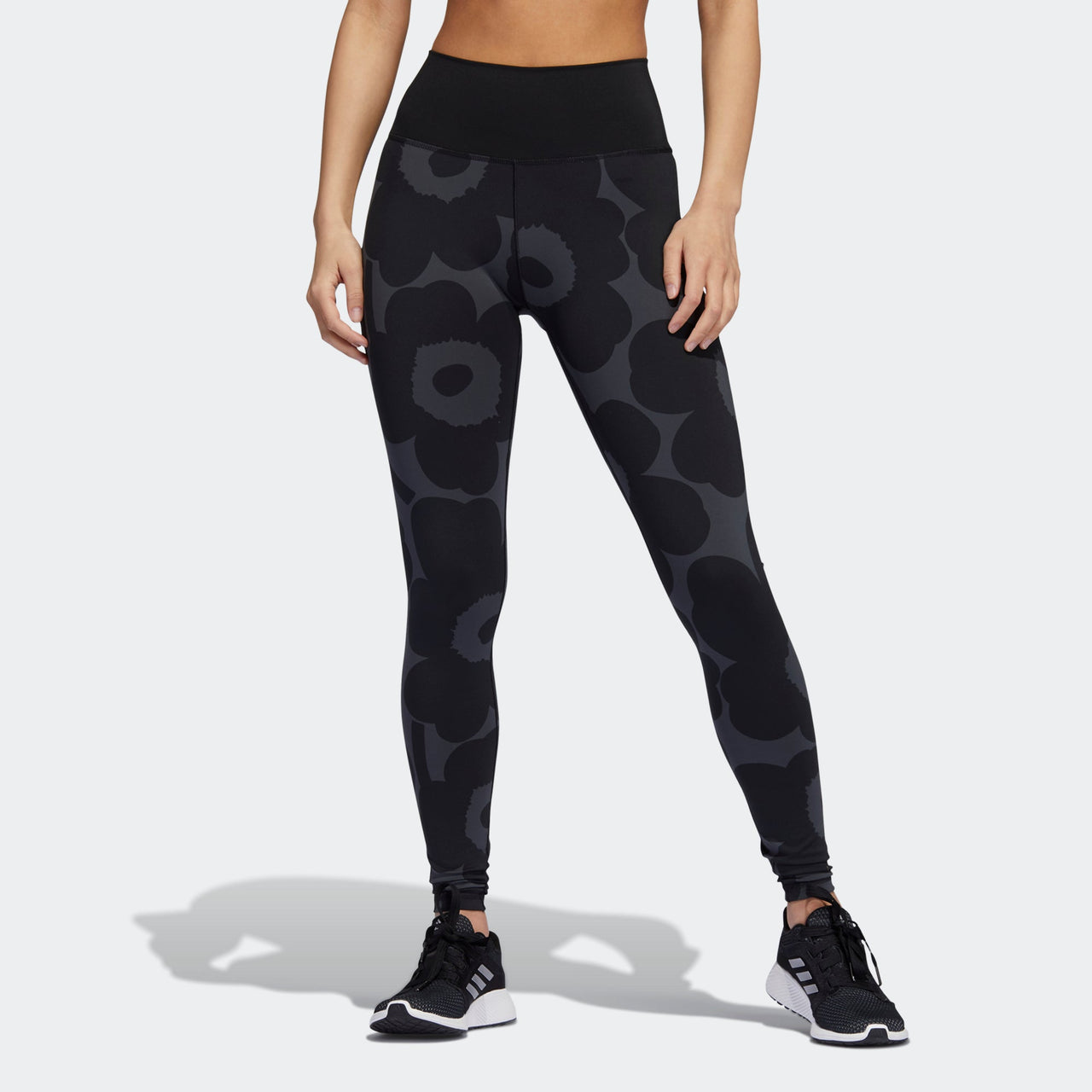 (WMNS) adidas Marimekk Bt L T Pattern Printing Fitness Training Long Pants/Trousers Black HA3377