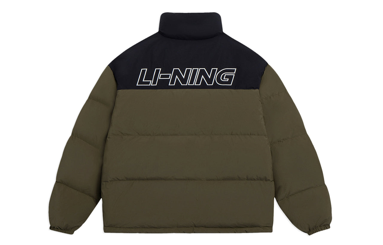 Li-Ning Graphic Color Block Down Jacket 'Black Olive Green' AYMS307-8