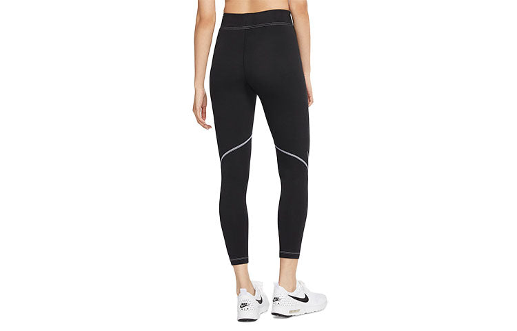 (WMNS) Nike Sportswear Swoosh High Waist Training Sports Tight Gym Pants/Trousers/Joggers Black DD5589-010