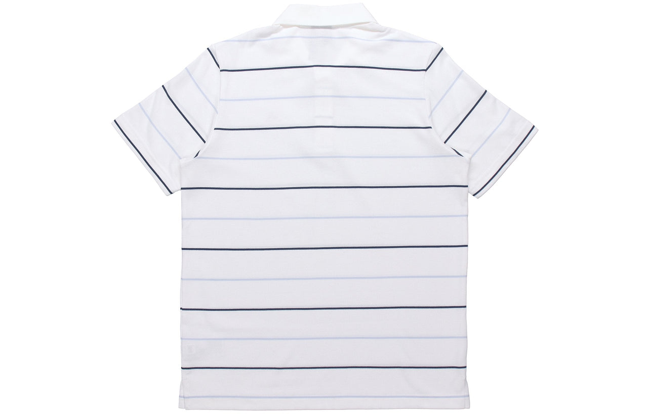 adidas Striped Sports Casual Short Sleeve Polo Shirt White GP1000