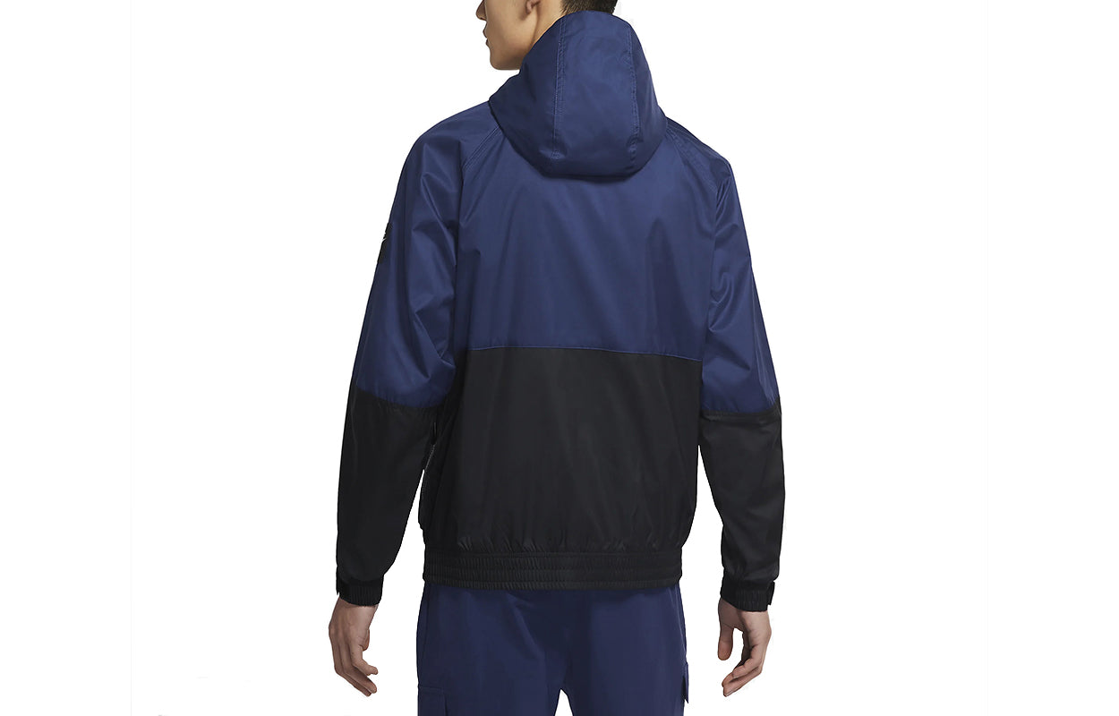 Nike Air Splicing Contrasting Colors Printing hooded track Jacket Navy Blue DA0272-410