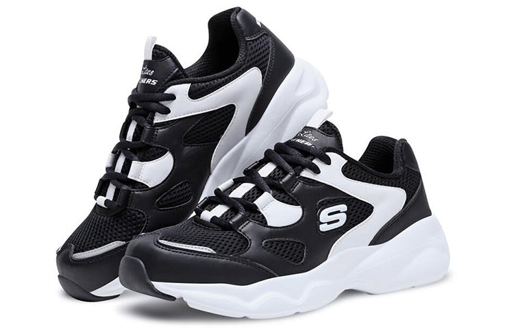 (WMNS) Skechers D'Lites Low-Top Daddy Shoes White/Black 88888129-BLK