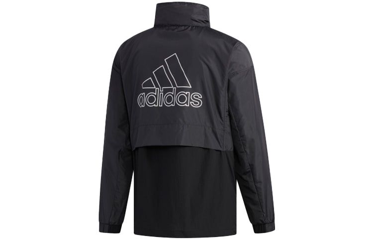 adidas Outdoor Splicing Causual Sports Jacket Male Black FM7516