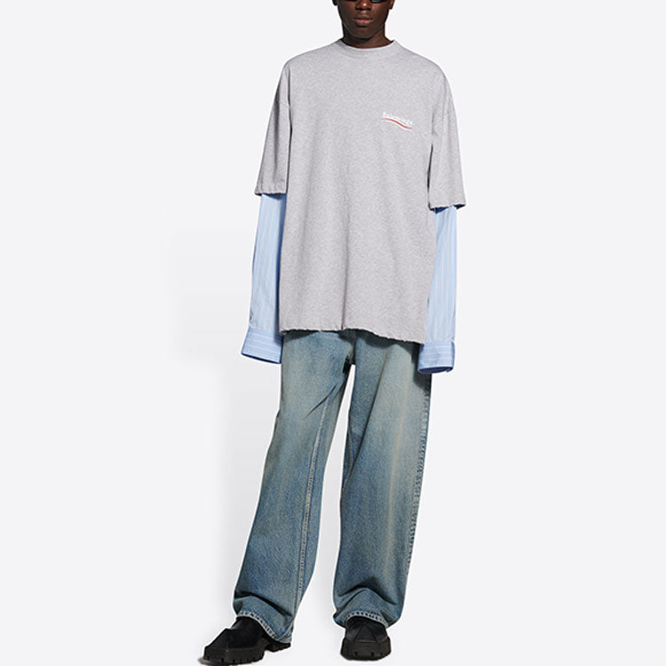Balenciaga Political Campaign Layered T-Shirt 'Grey' 671401TKVJ11379