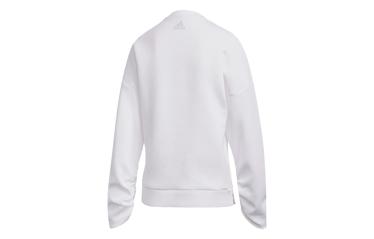 (WMNS) adidas Crew Dk Emby Loose Sports Pullover White FR5980