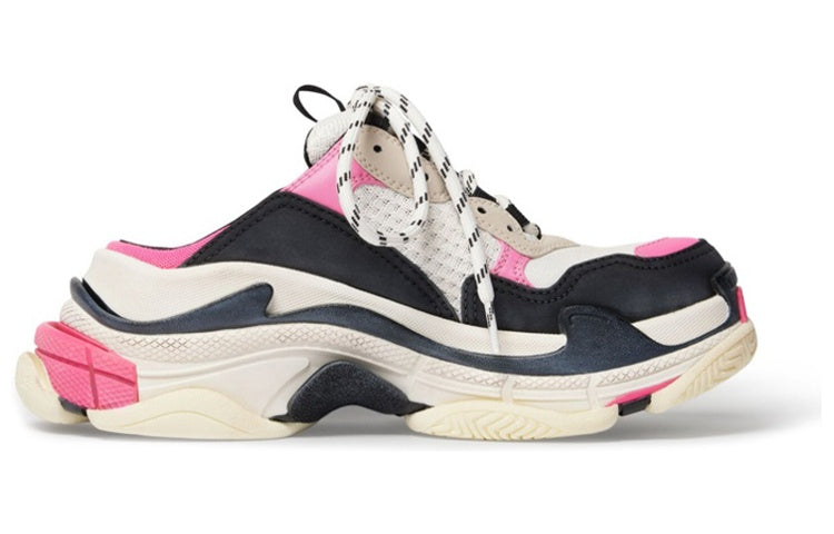 (WMNS) Balenciaga Triple S Mules 'White Pink and Black Double Foam and Mesh' 755686W3SM15671