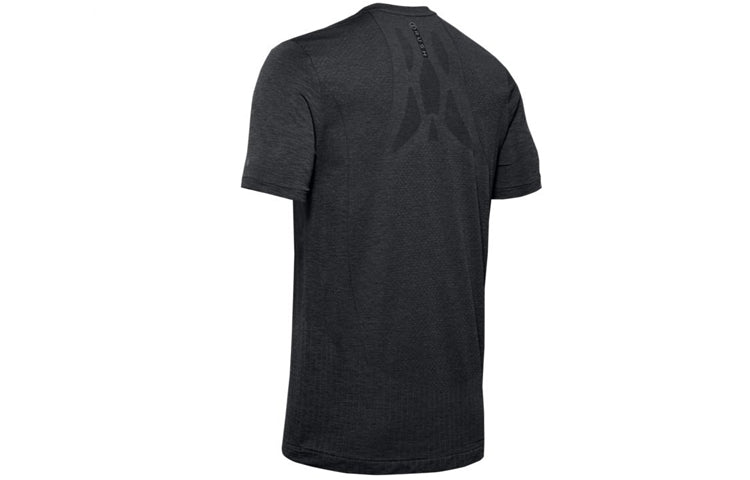Men's Under Armour Rush Seamless Fitted Casual Sports Round Neck Breathable Short Sleeve Black 1351448-001