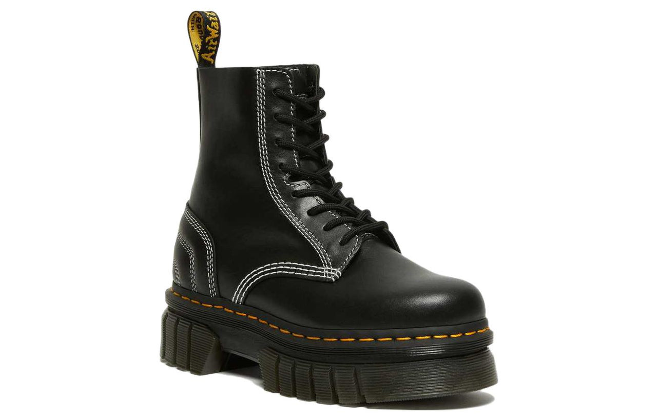 Dr. Martens Audrick 8-eye White Stitch Leather Platform Boots 'Black' 27810001