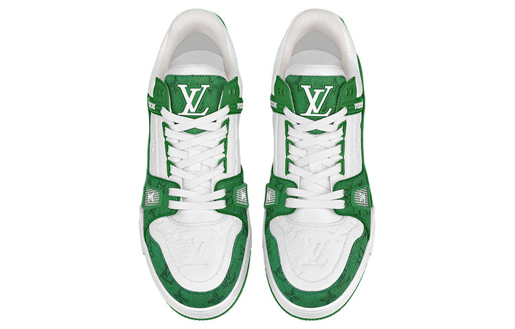 LOUIS VUITTON LV Trainers 'White with Green Monogram' 1A9JI1