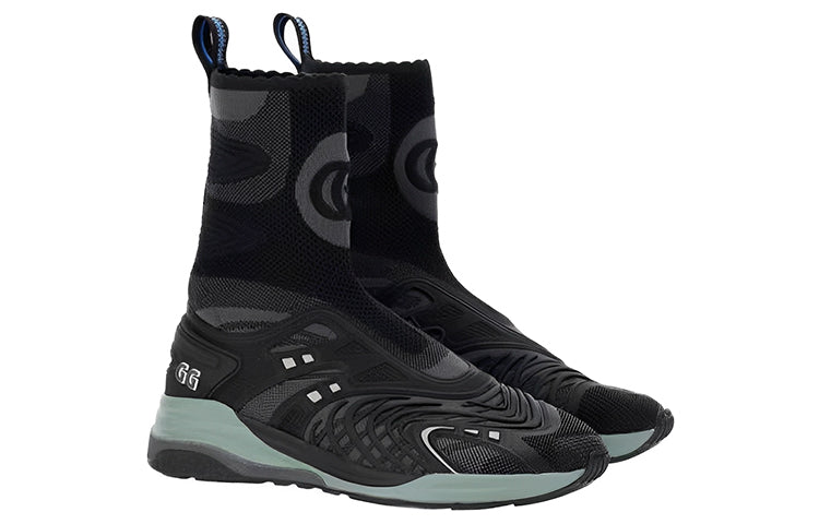 (WMNS) Gucci Ultrapace R Mid Top Sock Sneakers 'Black Grey' 663725-2TK10-8895