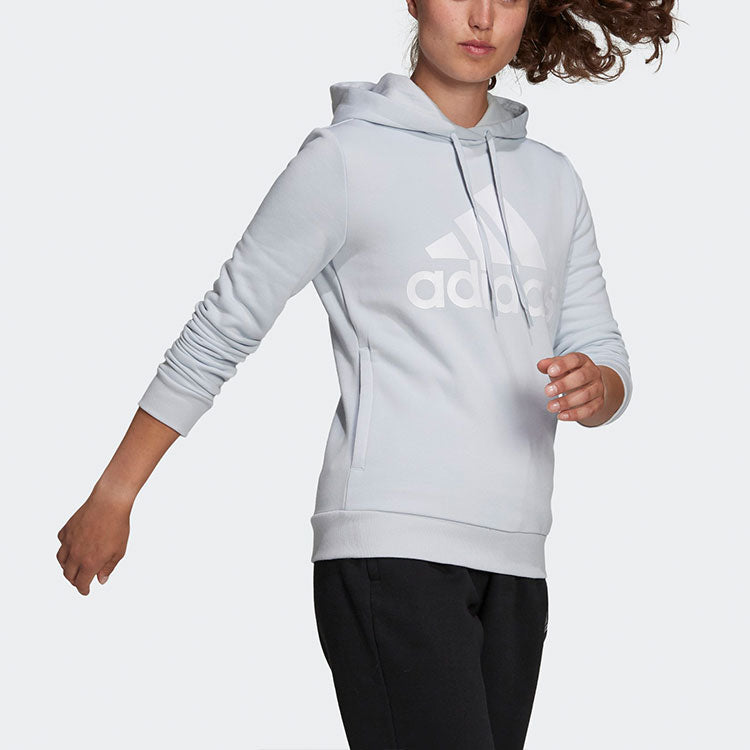 (WMNS) adidas Loungewear Logo Fleece Hoodie 'Grey' H07890