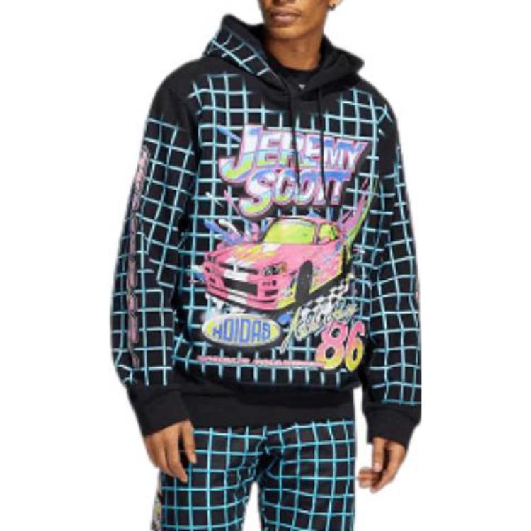 Men's adidas originals Plaid Alphabet Logo Printing Sports Black HG6511
