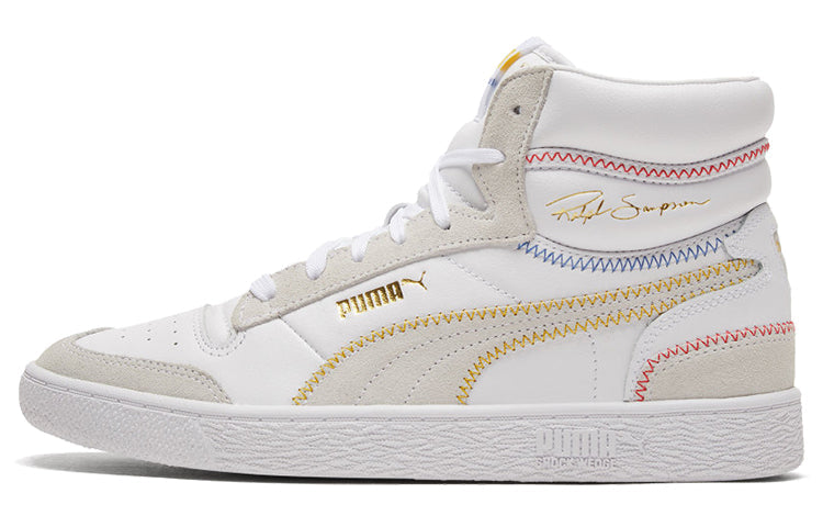 PUMA Ralph Sampson Mid Stitch White/Grey/Yellow High Board Shoes 373340-02