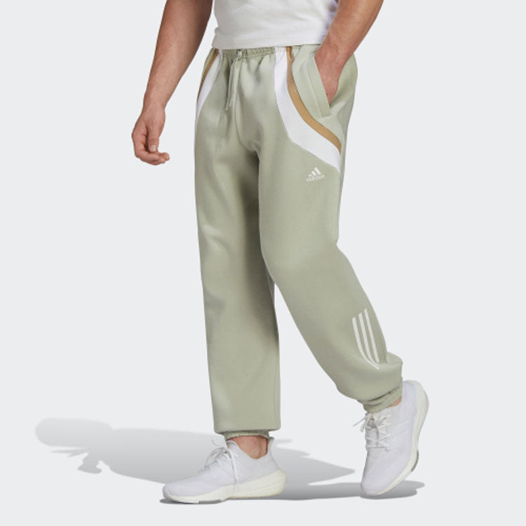 Men's adidas Contrasting Colors Pattern Lacing Casual Sports Pants/Trousers/Joggers Green HP1892
