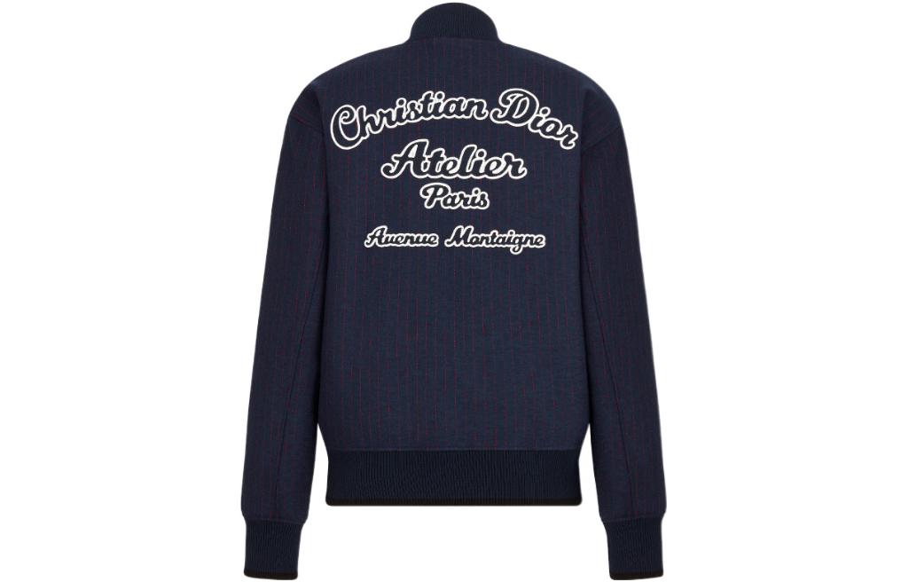 Men's DIOR SS22 Logo Printing Stripe Long Sleeves Jacket Autumn Blue 213J431A0738-C583