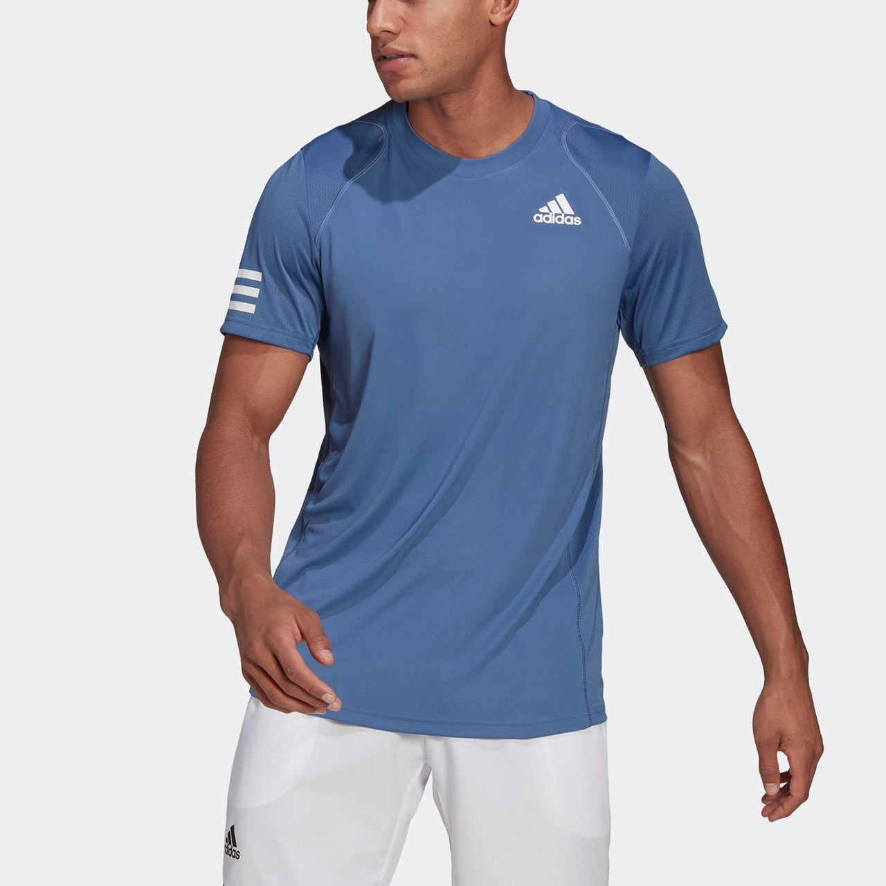 adidas Club 3Str Tee Stripe Tennis Sports Short Sleeve Blue GH7227