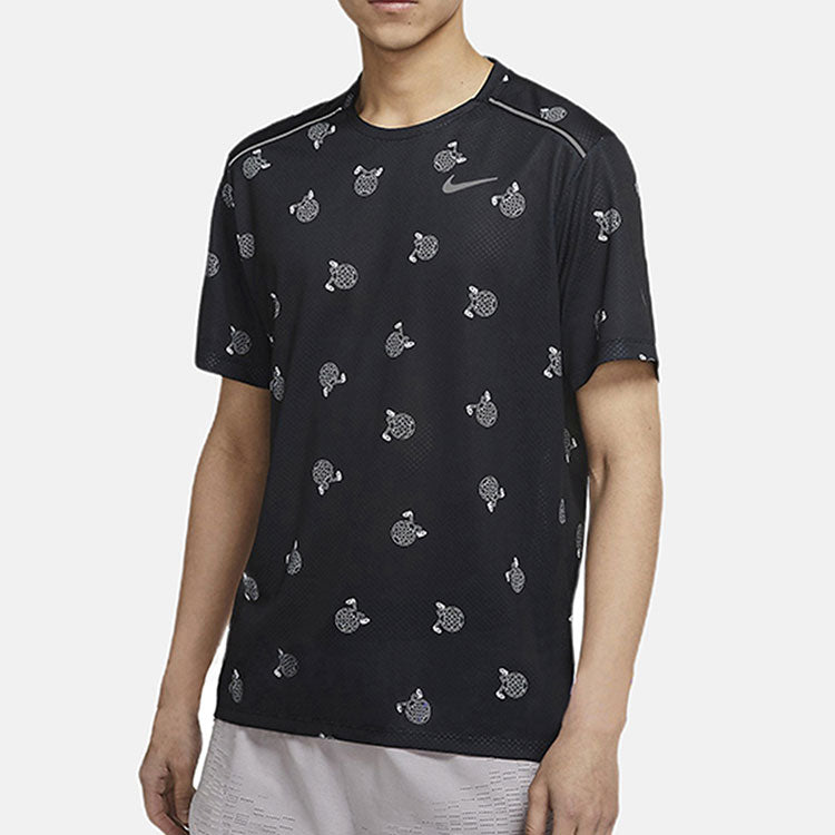 Men's Nike Pattern Logo Printing Round Neck Sports Short Sleeve Black T-Shirt CJ5408-010