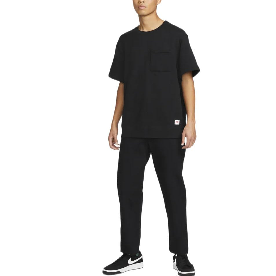 Nike Solid Color Pocket Skateboard Sports Round Neck Short Sleeve Unisex Black DH2930-010
