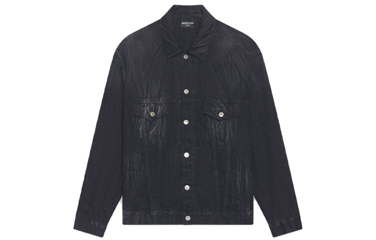 Balenciaga Cities Paris Oversized Denim Jacket 'Washed Black White' 690198TBP479034