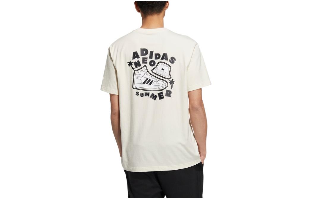adidas neo SS22 Shoe Alphabet Printing Round Neck Short Sleeve Couple Style Beige HS8851
