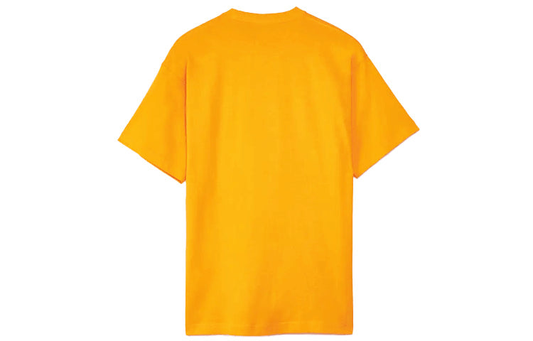 Men's Nike Solo Swoosh Small Label Logo Solid Color Sports Round Neck Short Sleeve Gold Orange T-Shirt CV0559-886