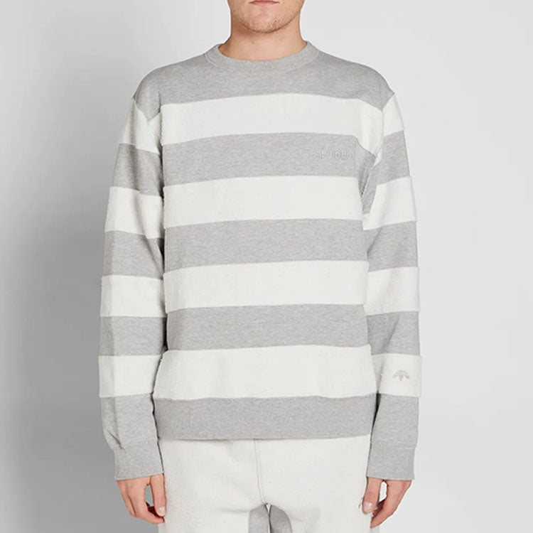 Men's adidas originals x alexander wang Crossover Colorblock Stripe Round Neck Long Sleeves Gray BS3018