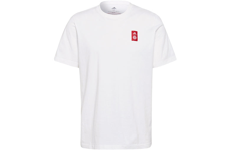adidas Fcb Str Tee Alphabet Printing Soccer/Football Sports Short Sleeve White GR0705