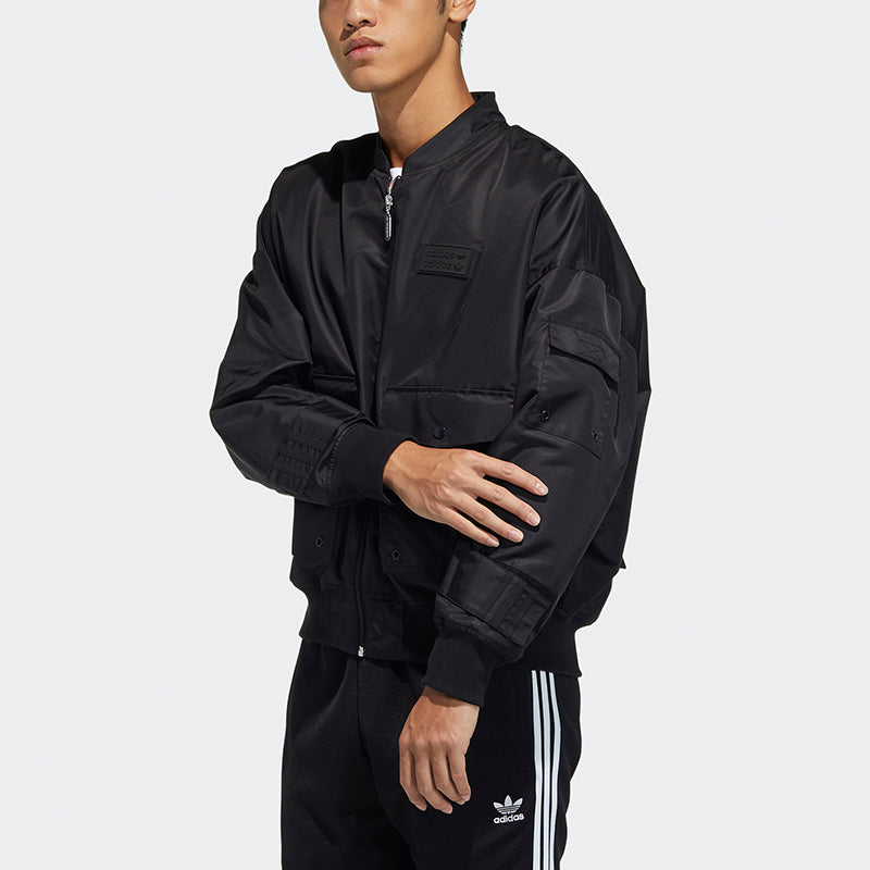adidas originals Solid Color Multiple Pockets Casual Sports Jacket Black H07081