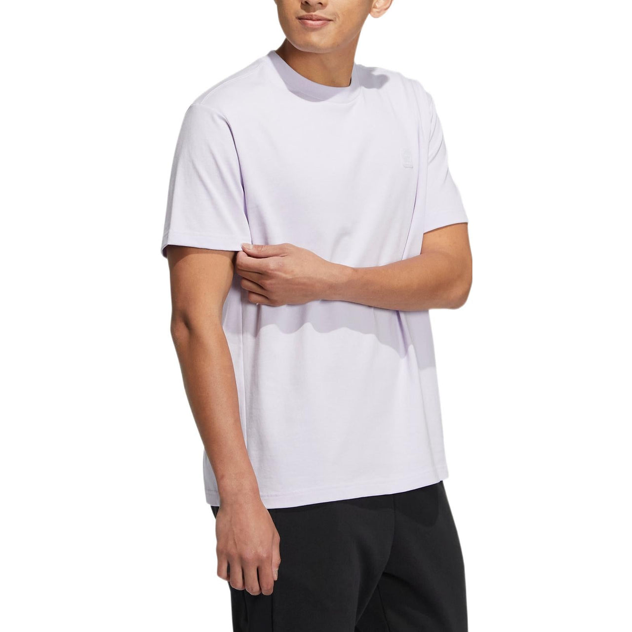 adidas neo Solid Color Round Neck Sports Short Sleeve Light Purple T-Shirt HS6817