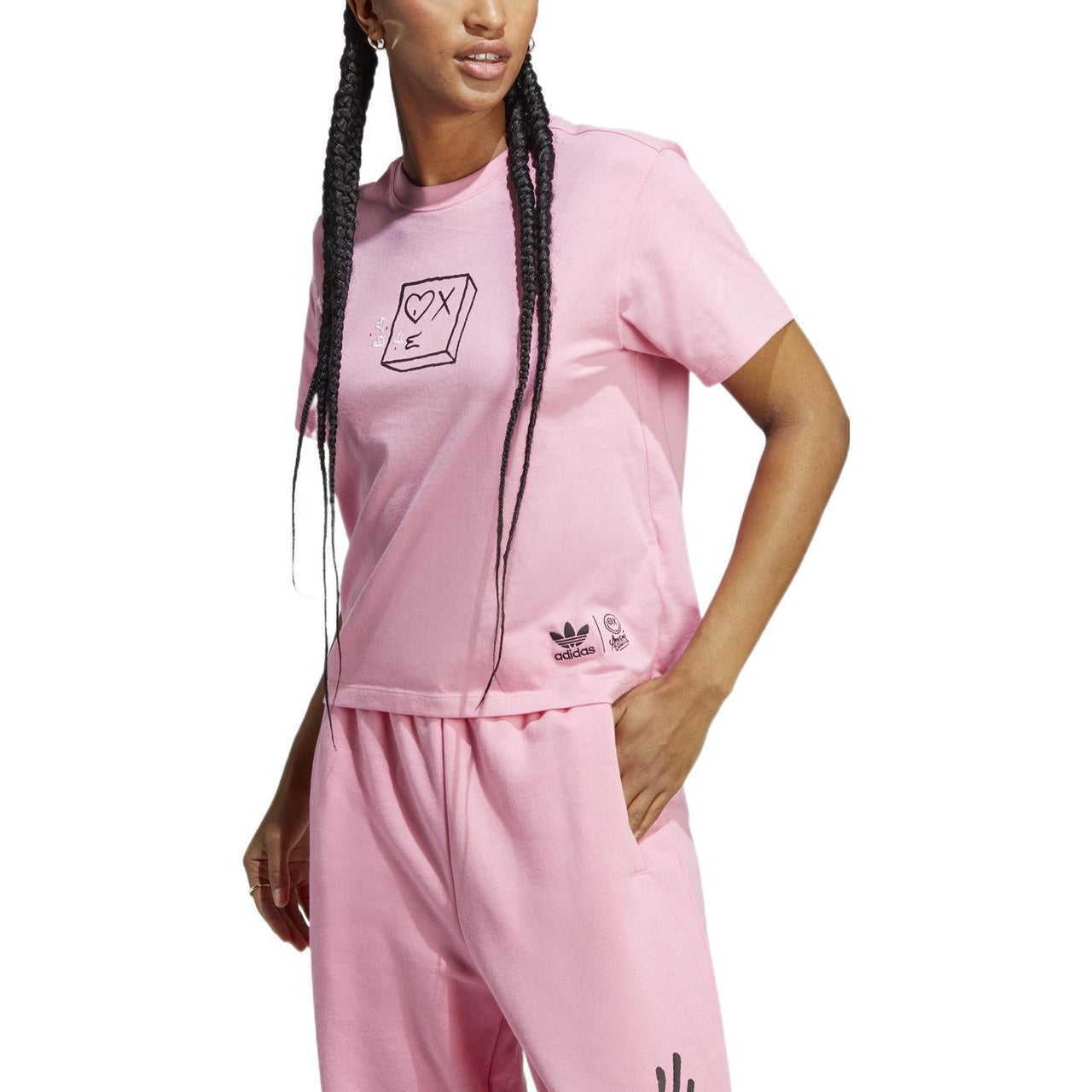 (WMNS) adidas Andre Saraiva T-Shirt 'Pink Black White' HZ9003