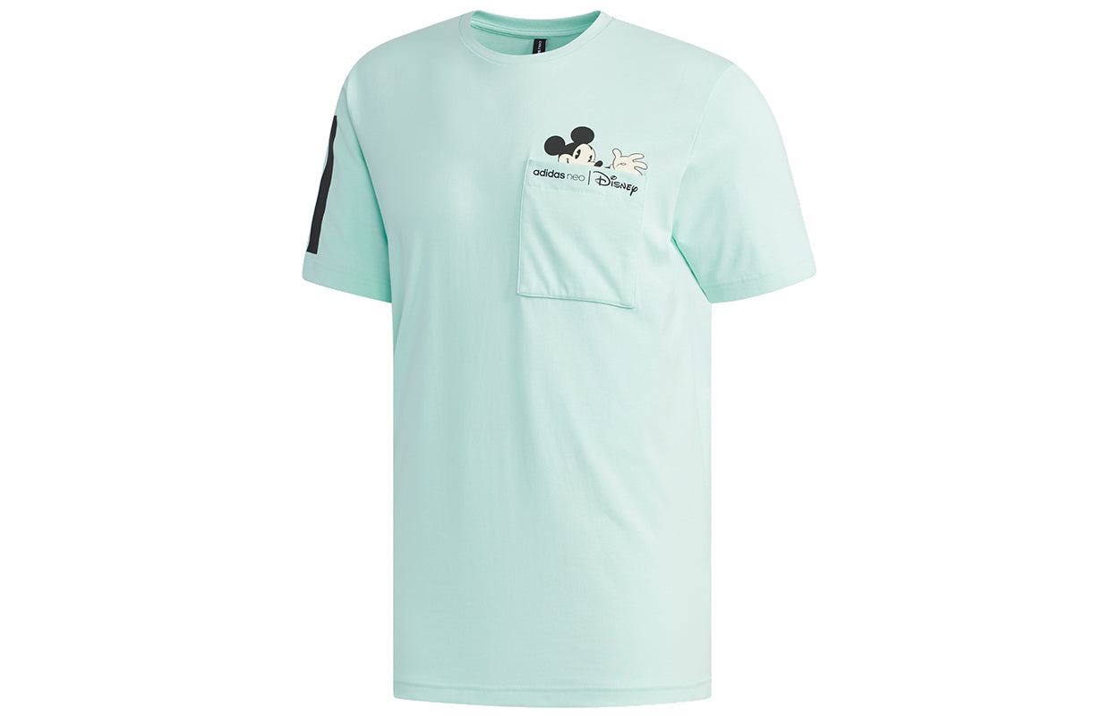 adidas neo M Mcky&mnn T1 Casual Sports Round Neck Cartoon Printing Short Sleeve Green EI4541