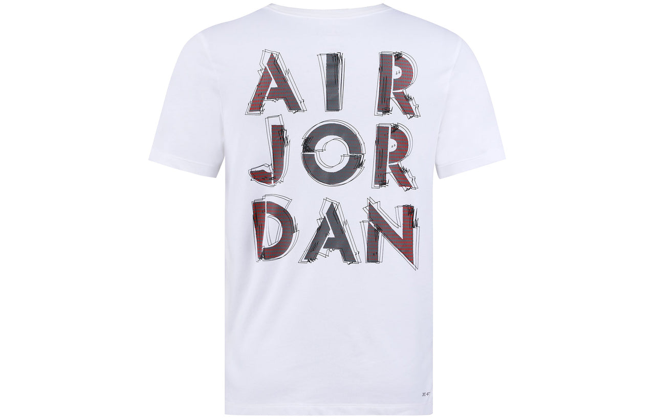 Men's Air Jordan Dri-FIT 3D Logo Funny Printing Knit Quick Dry Short Sleeve White T-Shirt CZ8088-100