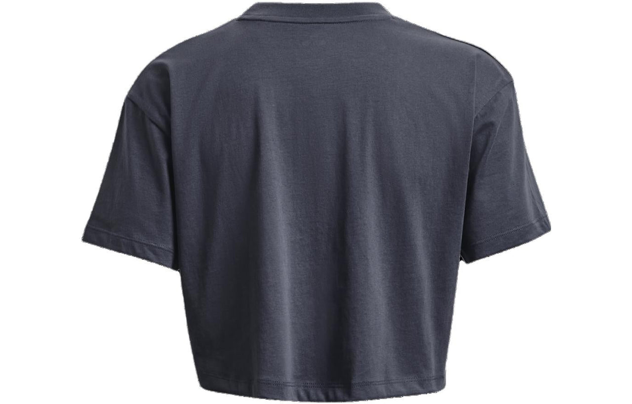 (WMNS) Under Armour Branded Logo Crop T-shirt 'Storm Grey' 1376751-044