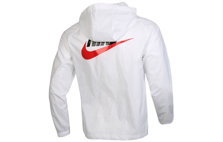 Nike Back Large Logo Woven Sports Hooded Jacket White CZ8677-100