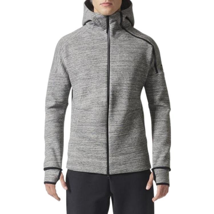 adidas Hooded Sports Knit Jacket Men's Grey CG1484